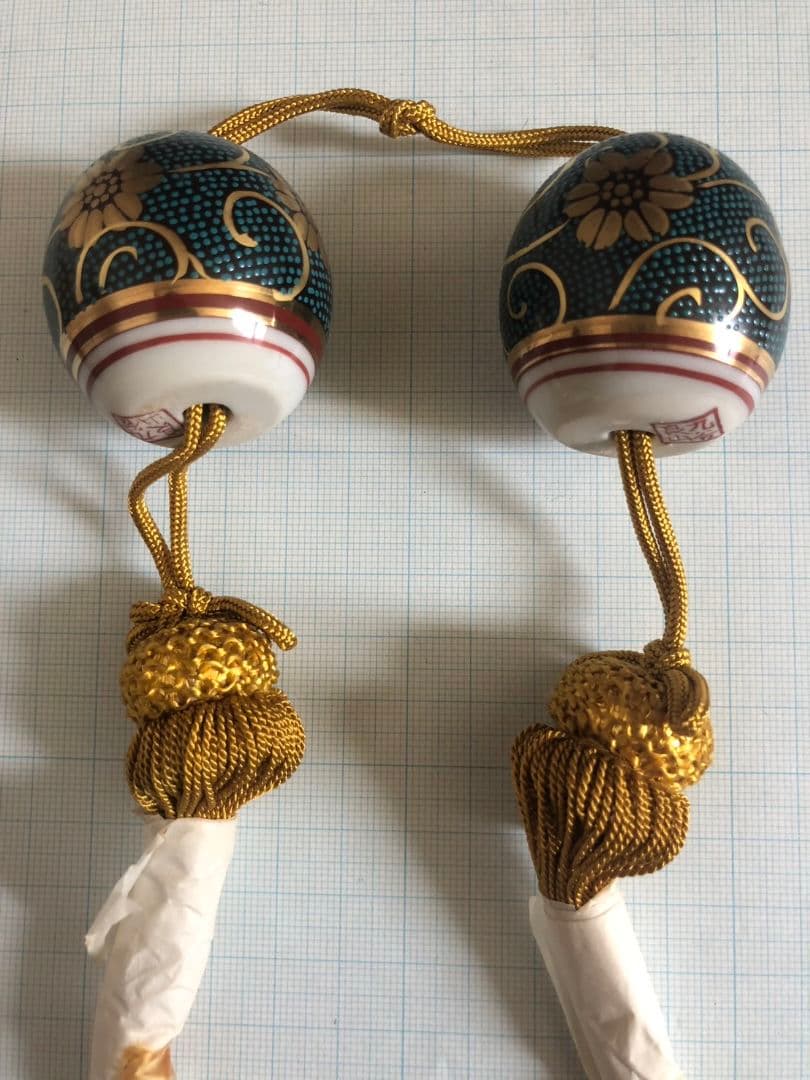 香炉　香合　風鎮　金彩　鉄仙　青粒　手描き　良山作　昭和当時物　陶磁器