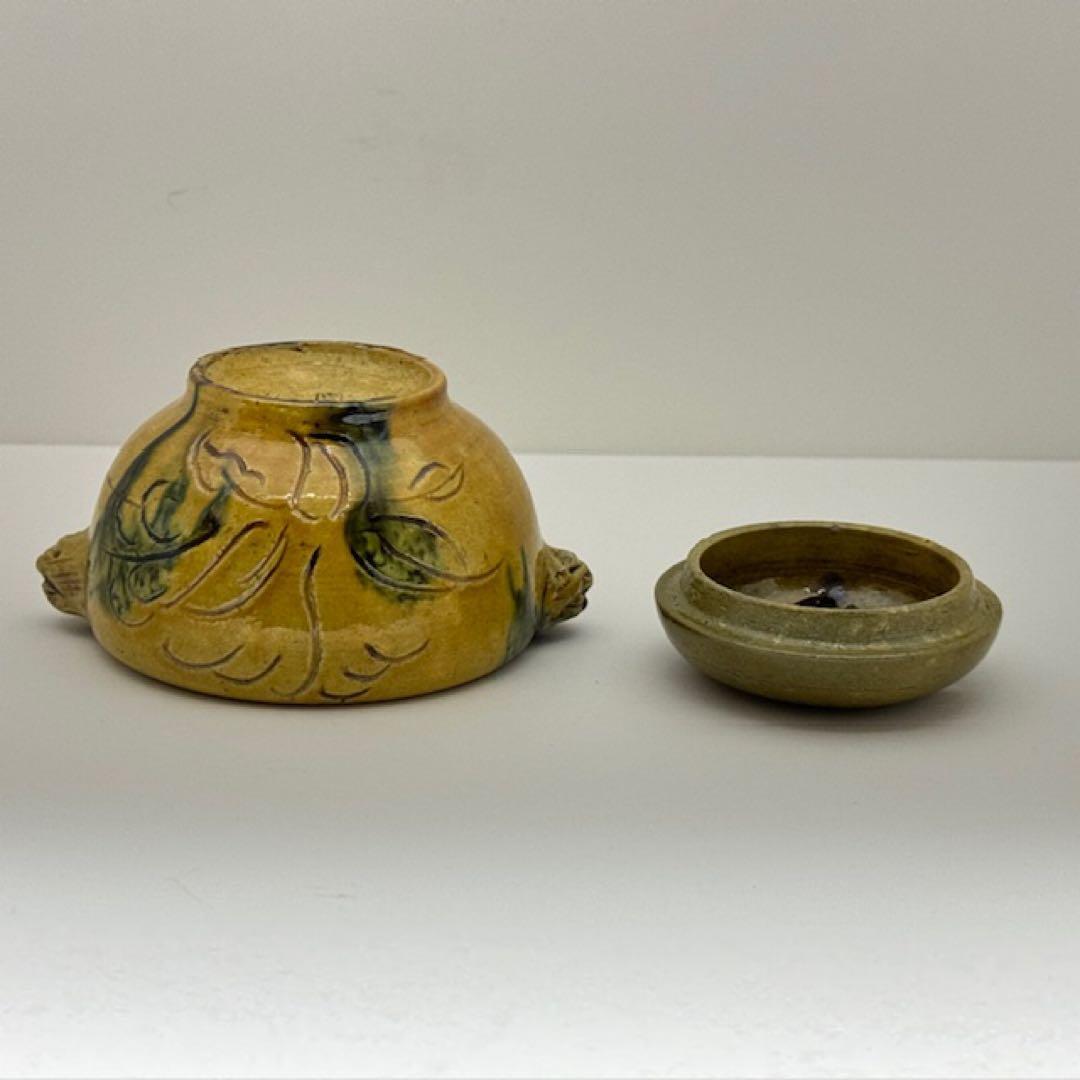 白井半七 黄瀬戸写 香炉 共箱