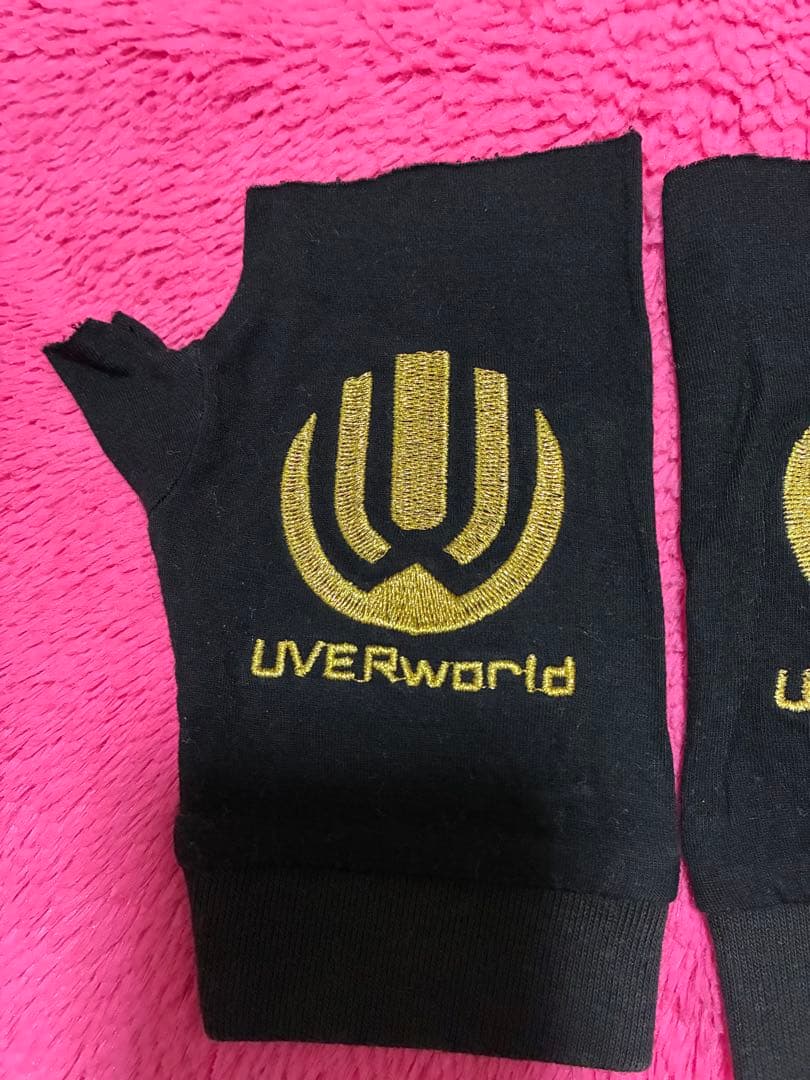 【美品】UVERworld グローブ 黒 金色刺繍