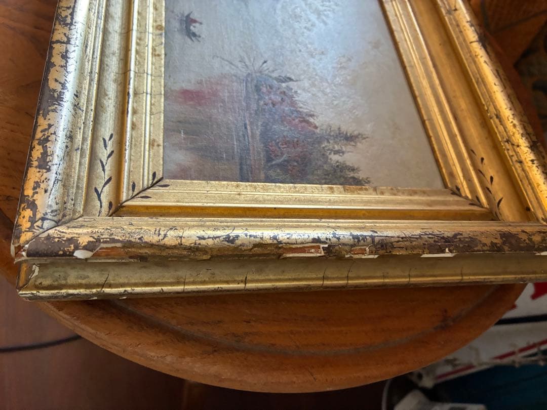 アンティーク　絵画　油絵　額付き　インテリア　装飾　1800年代　アメリカ