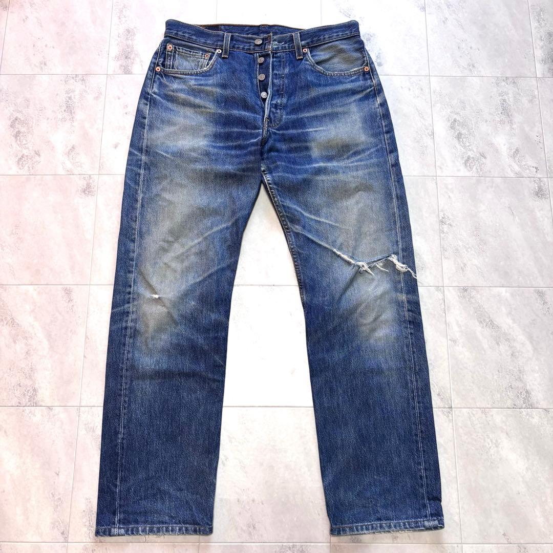 【USA製】リーバイス501 00年 W33 鬼ヒゲ ハチノス デニムパンツ