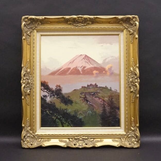 若井繁雄10号油彩画 油絵 絵画 肉筆画 原画 高級額装 アート 風景画 古美術