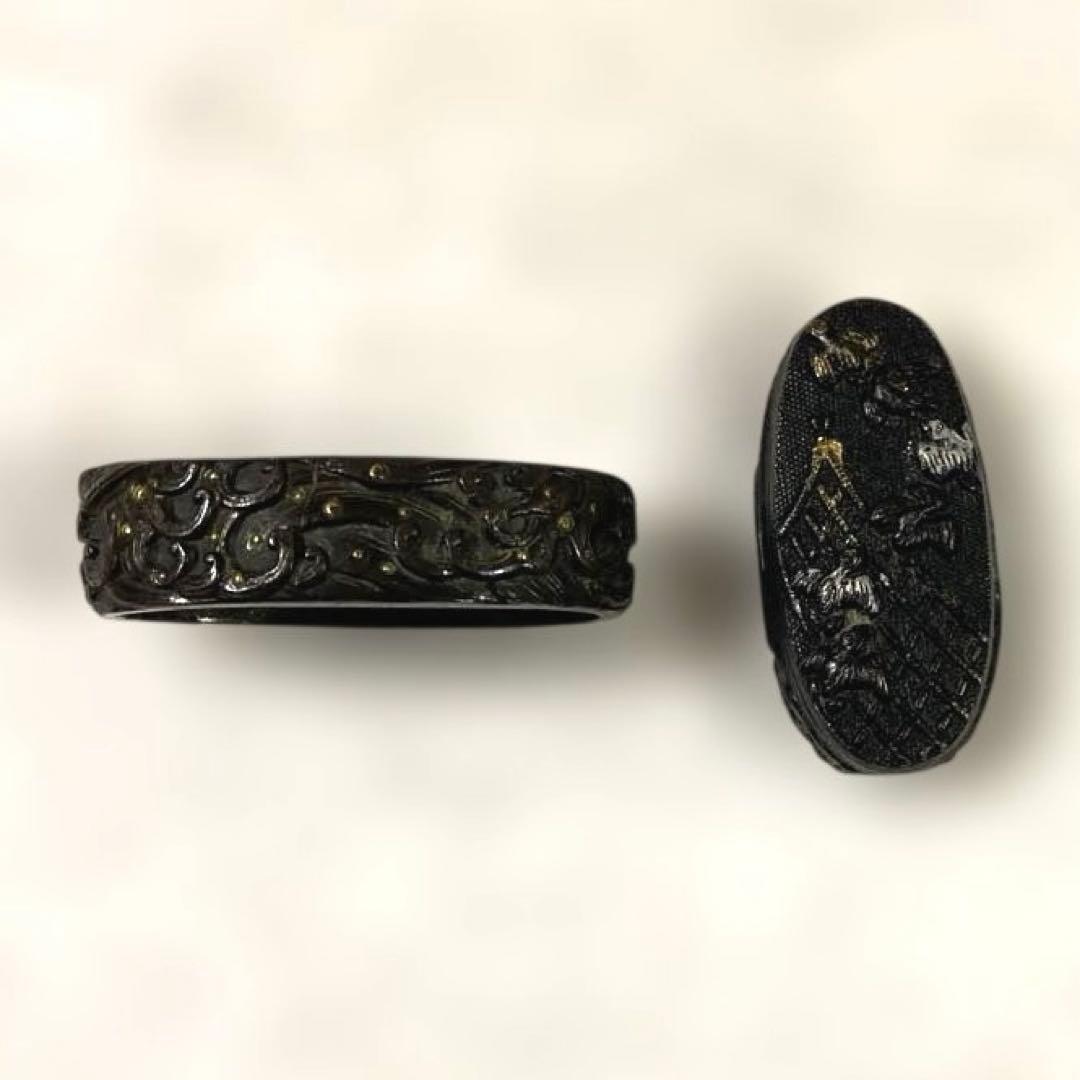 B-79 縁頭　金銀象嵌　武具　刀装具　日本　骨董品　時代物　美術品　工芸品