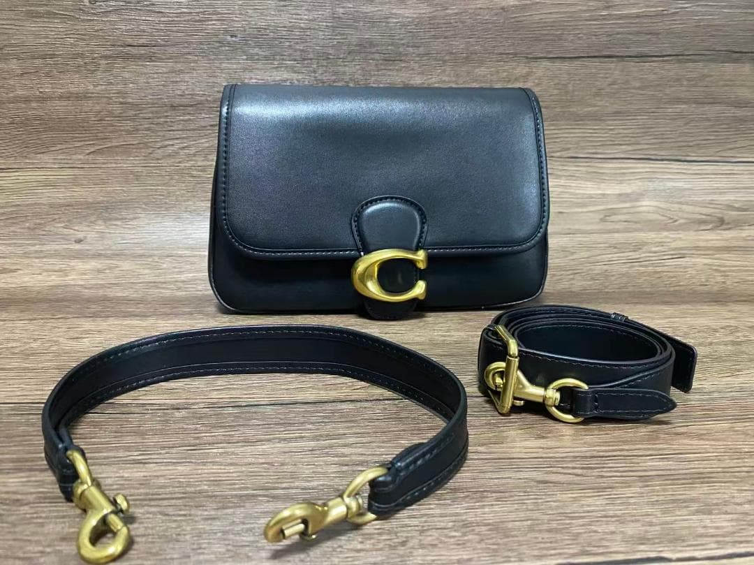 COACHブラックレザーショルダーバッグ
