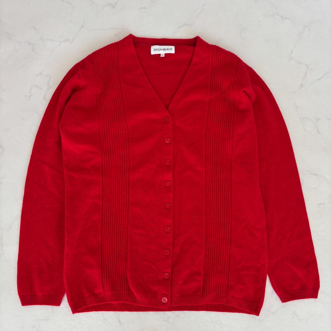 YVES SAINT LAURENT カーディガン 赤 L（D106）