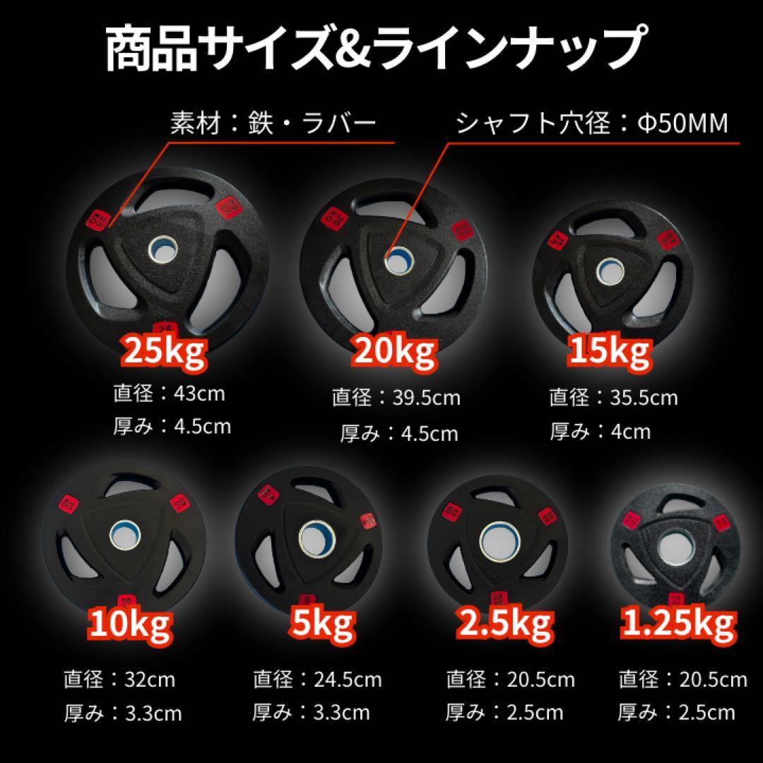 ★新品・送料無料★バーベルプレート計25kgセット オリンピックプレート ラバー