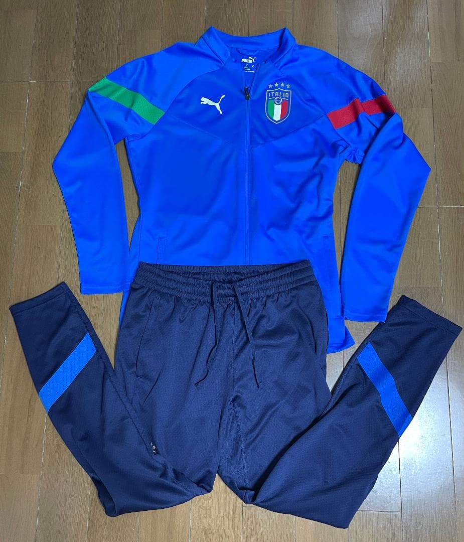 イタリア代表 2022 フルジップトレーニング上下 ブルー 海外Ｍ 正規品