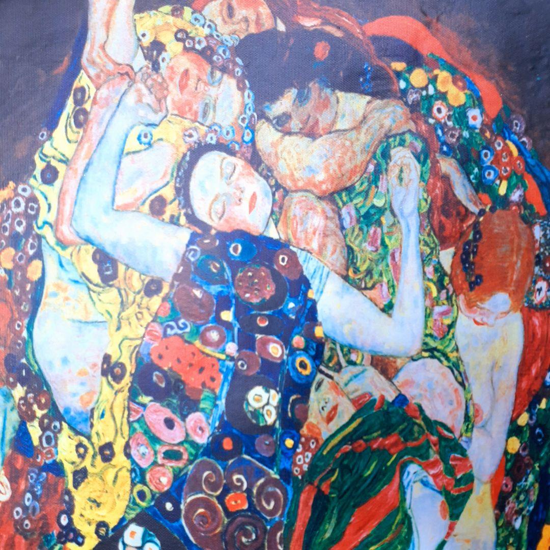 グスタフクリムト作画　TheMaiden　良質キャンバス　豪華　金箔額絵