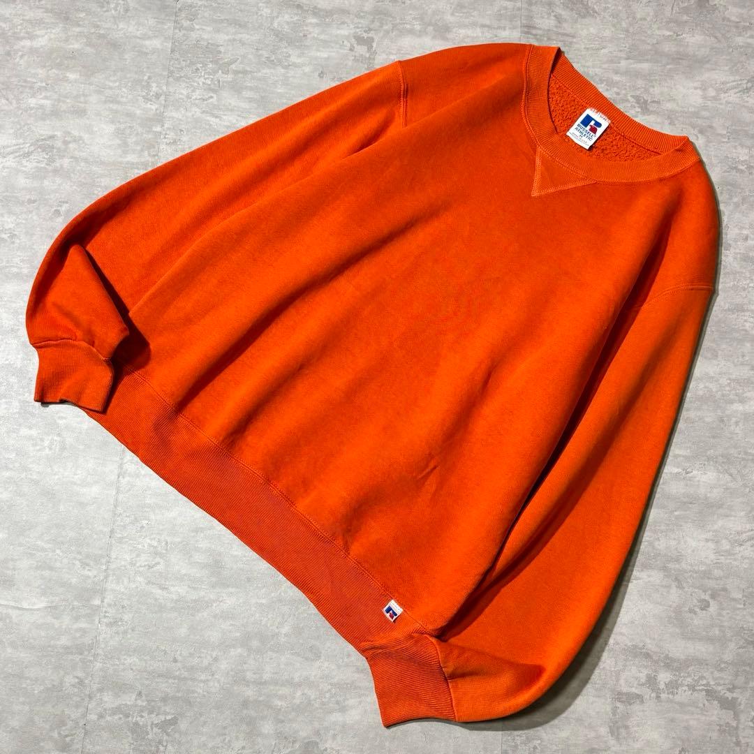 90s USA製 RUSSELL ATHLETIC 前V スウェット オレンジ