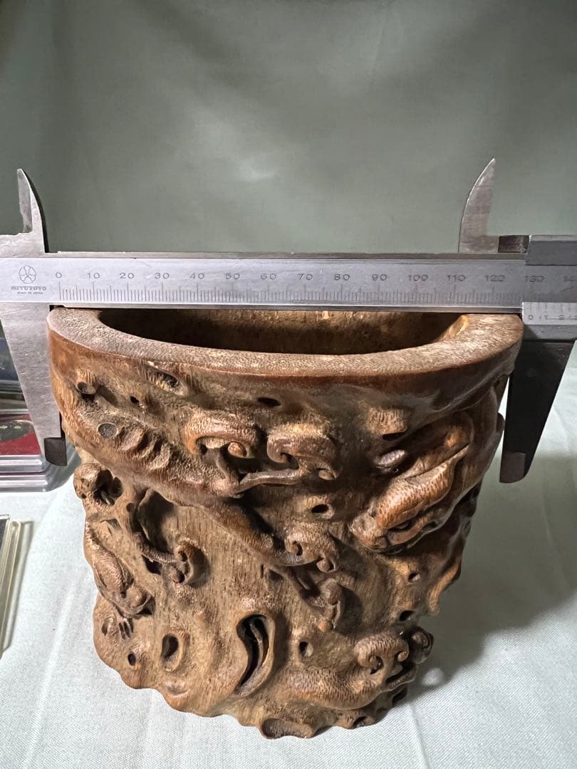 竹彫刻　筆筒