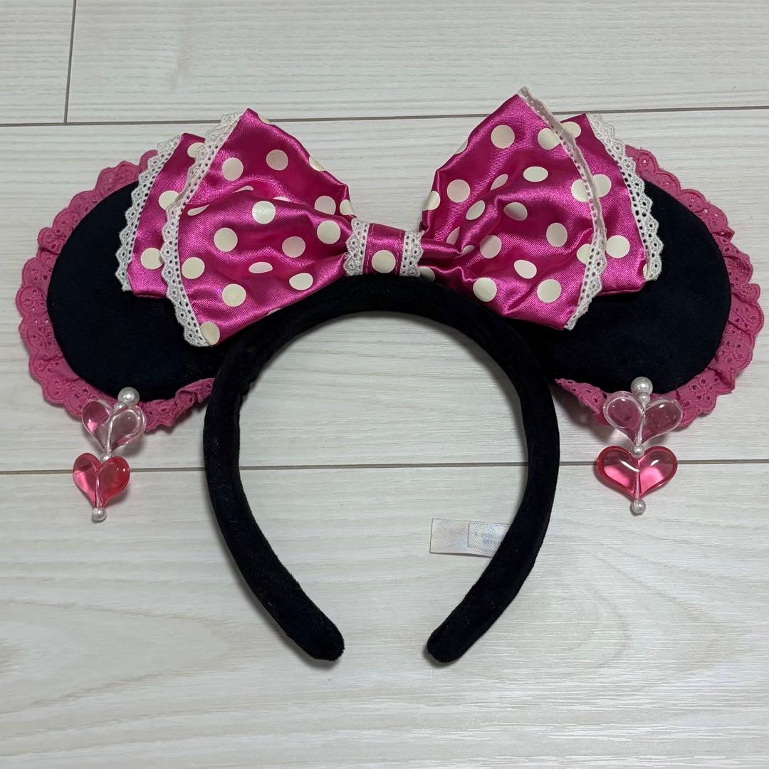 ミニー カチューシャ リボン ドット イヤリング ディズニー 希少 美品
