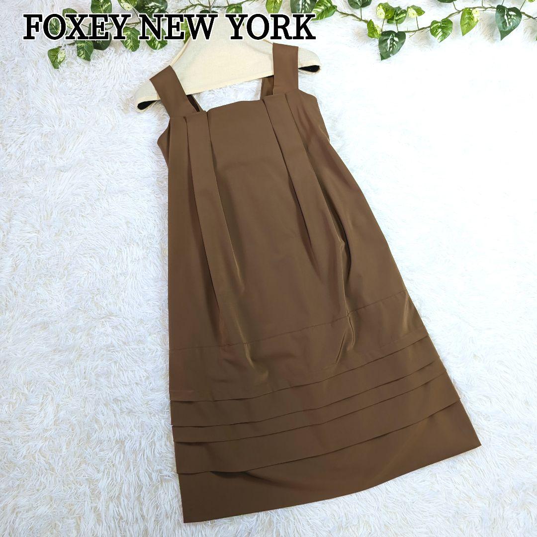 極美品 FOXY フォクシー バックリボン ジャンパーワンピ ひざ丈ワンピース