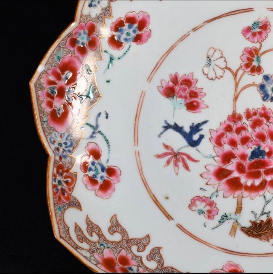 中国古美術品　清の雍正時代　粉彩花文皿　本物保証