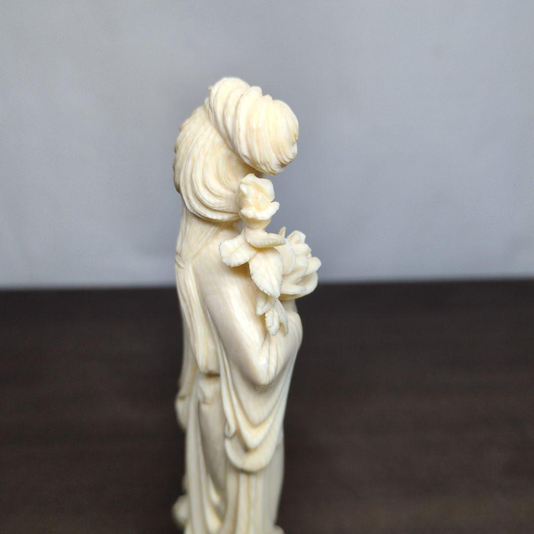 東洋彫刻 美人像 置物 高さ約18cm