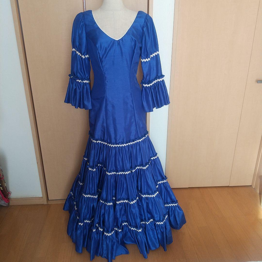 【M★C】スペイン製 フラメンコ衣装 ロイヤルブルー
