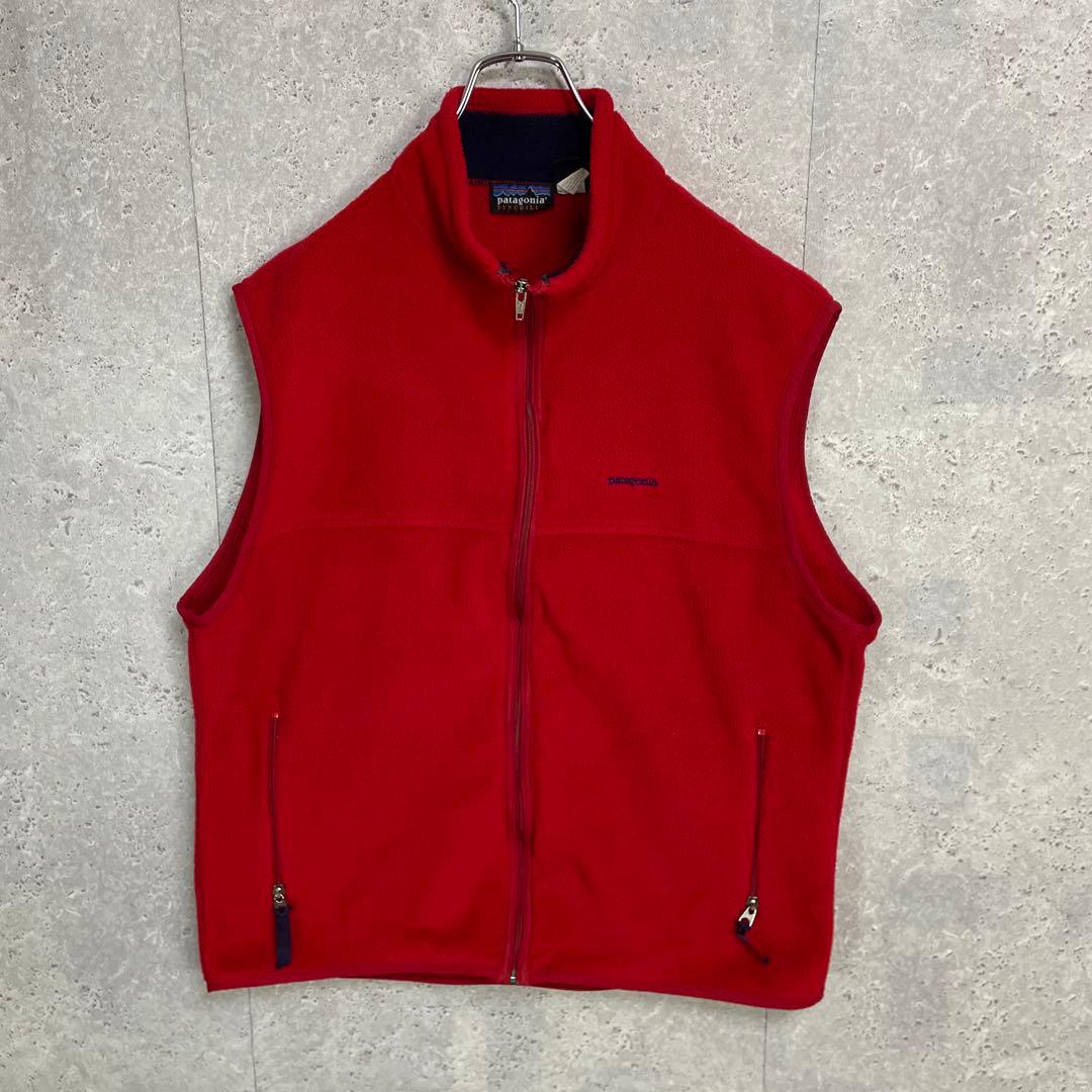 パタゴニア　USA製 90s シンチラベスト　刺繍ロゴ　フリース　XL