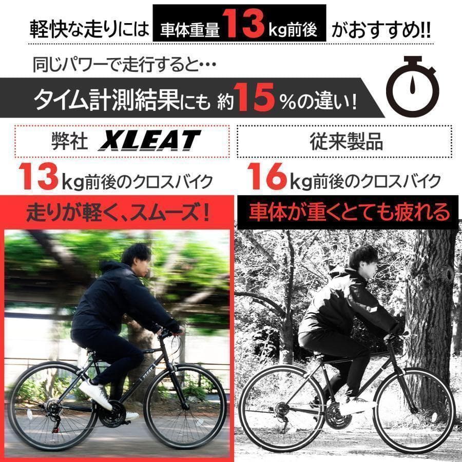 クロスバイク 700c自転車21段変速Y2448シマノ製 軽量 スタンド付　黒