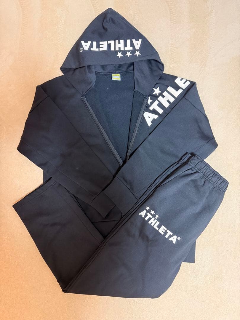 ATHLETA 上下セットフード付きジャージ L 黒