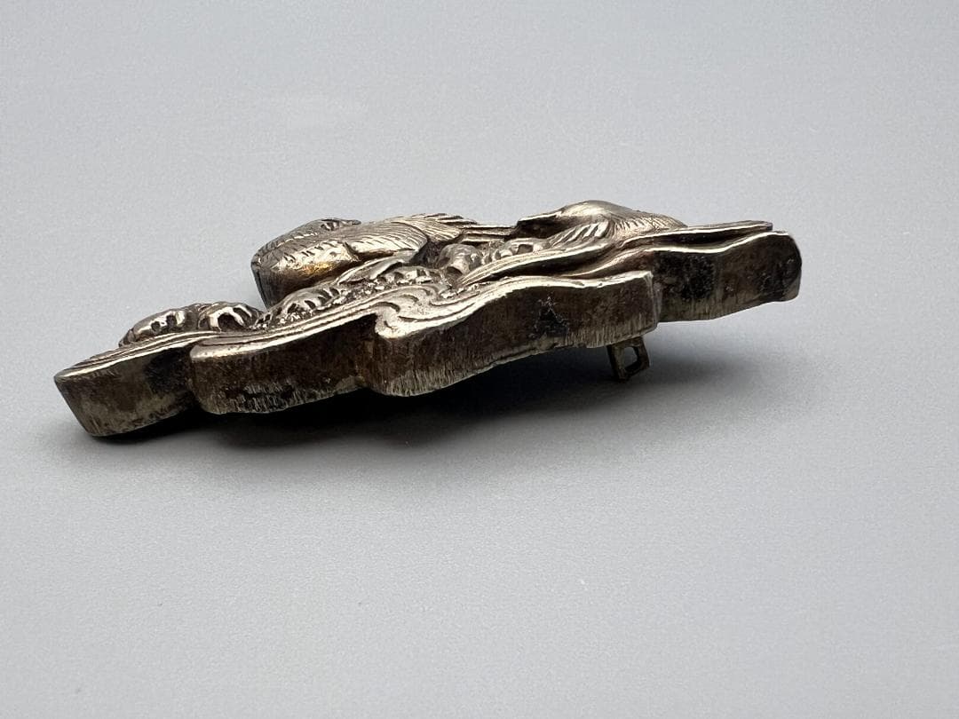 江戸明治金工　鴛鴦（おしどり） 雌雄　手彫　大目貫　大金具　骨董品