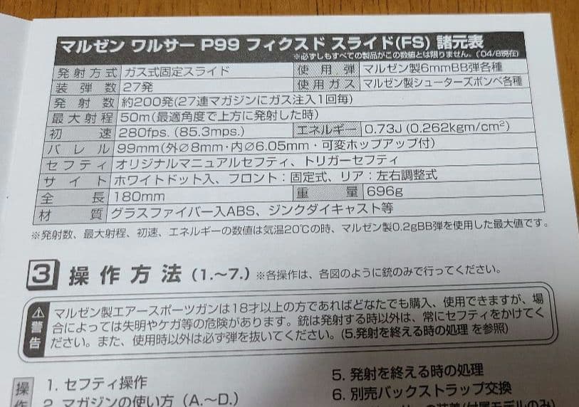 マルゼン ワルサーP99　フィクスド　スライド(FS)