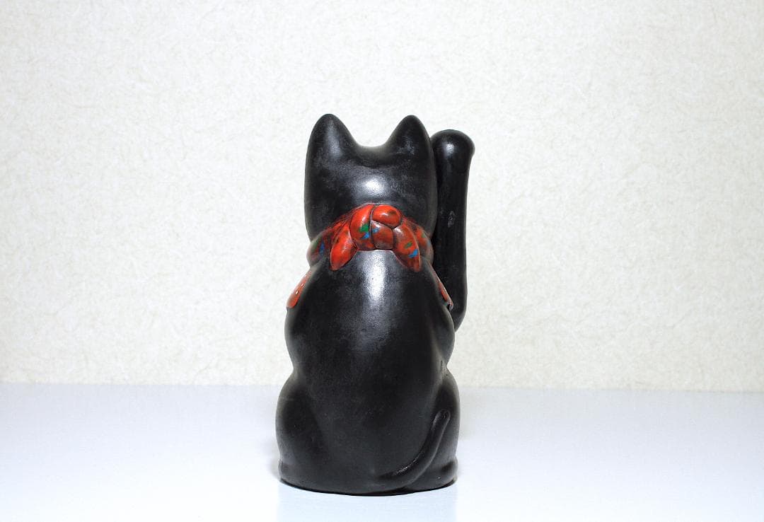 戦前-昭和 九谷焼 黒猫 招き猫