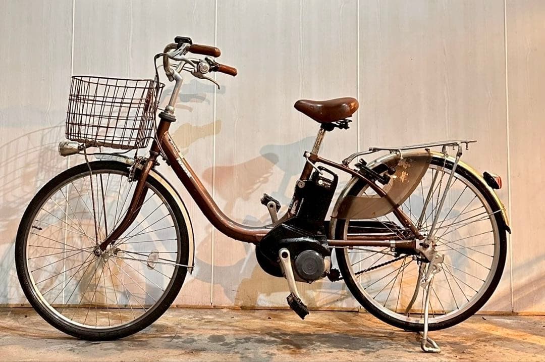 電動アシスト自転車 ブラウン 前バスケット付き8Ah