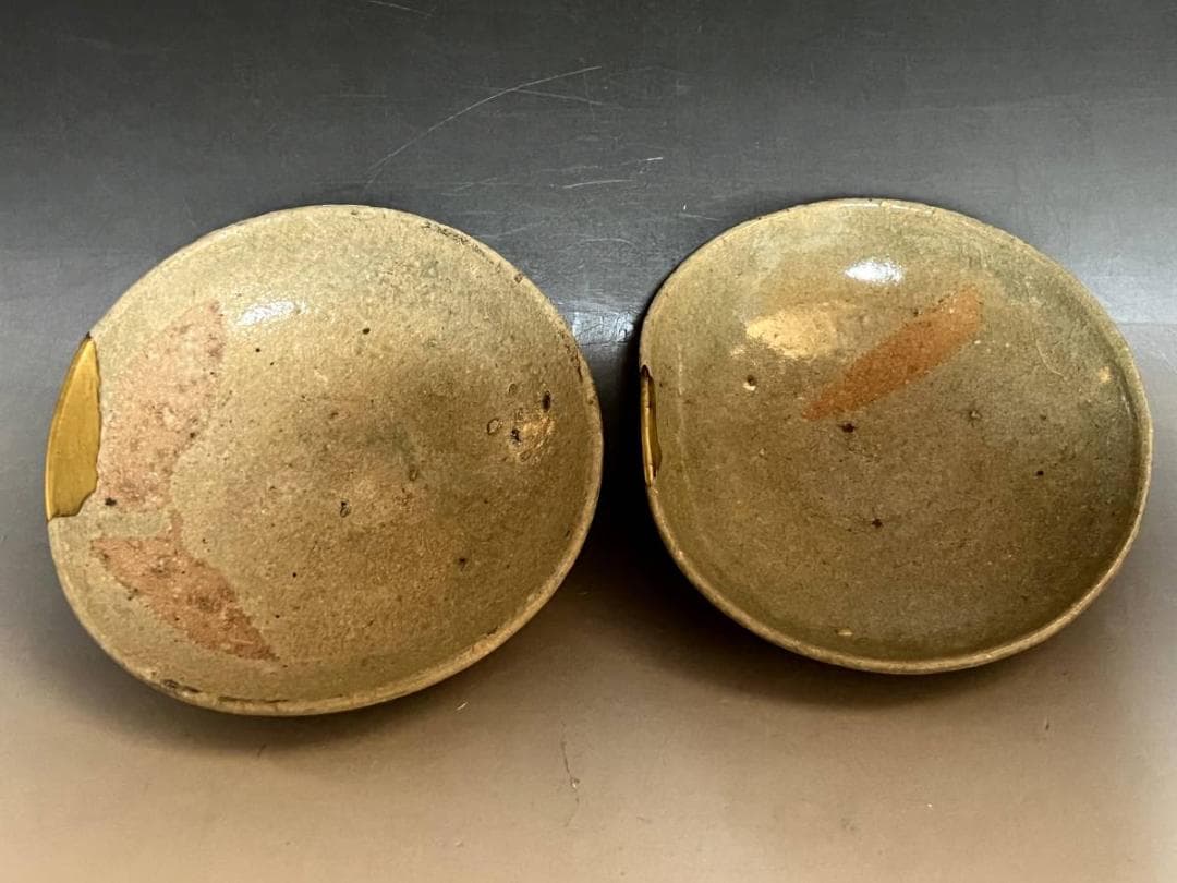 皿■古唐津小皿 2枚（江戸初期）平盃 伝世品 コレクター放出品 時代物 骨董品■