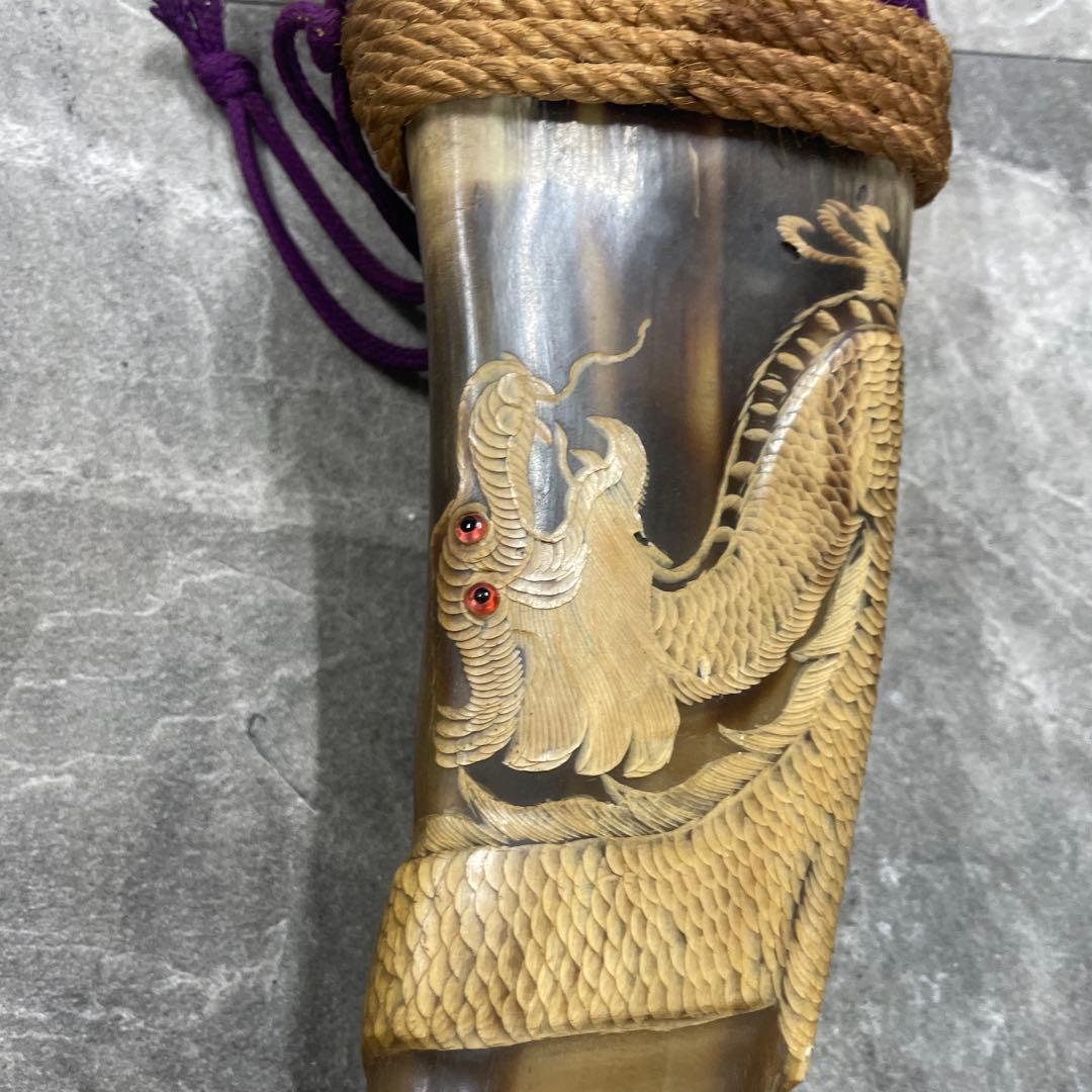 水牛の角　龍の彫刻　オシャレな彫り　インテリア　置物　希少　レア　限定価格　強者