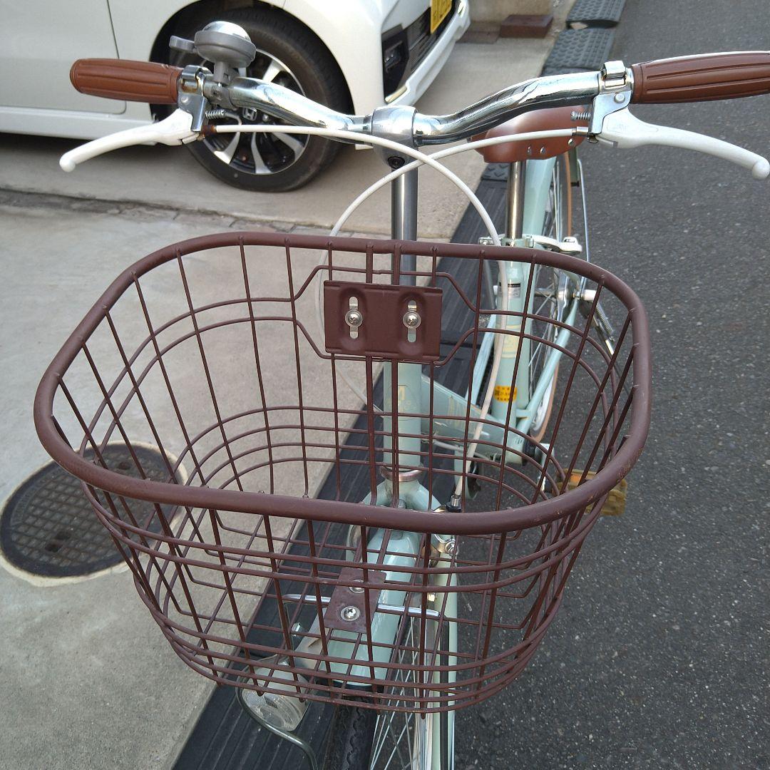 【中古美品】ミントグリーン 自転車24インチ前カゴ付き子供用 小柄な方にも