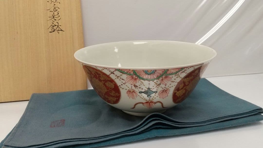 川瀬竹志の赤絵金彩鉢
