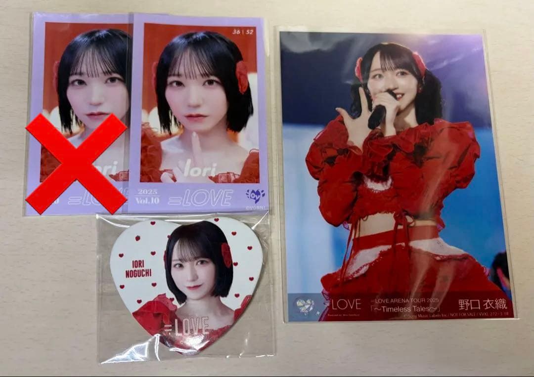 野口衣織 =LOVE とくベチュ 生写真 封入 ミニフォト 缶バッジ イコラブ