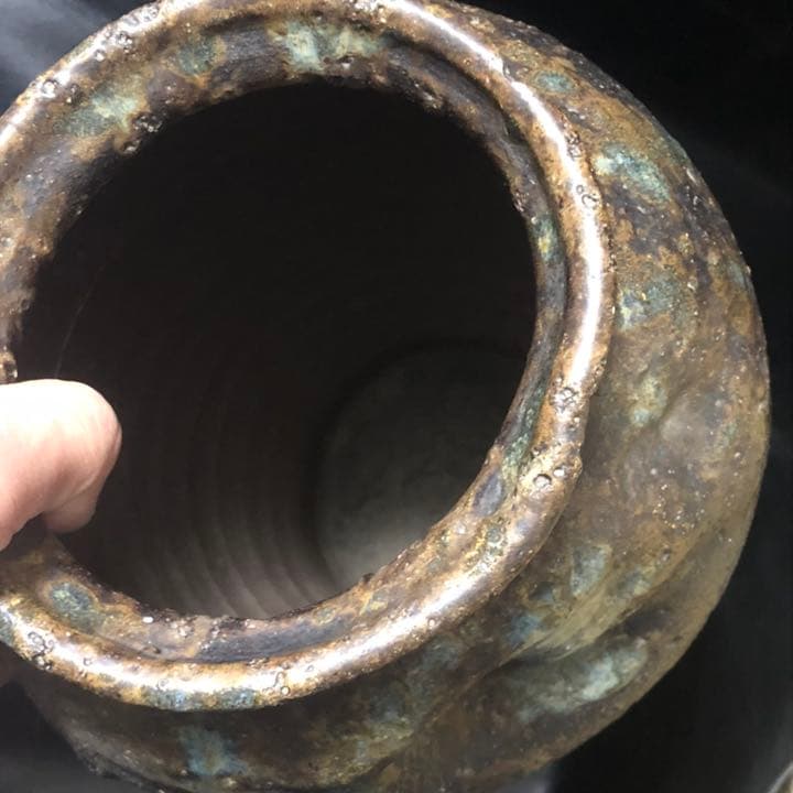 蔵からまた凄いお宝が出てきた。釉薬どろり謎の大きな壺、壷、花瓶、花道具、茶道具