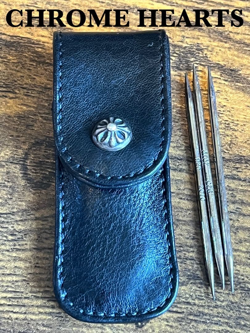 CHROME HEARTS クロムハーツ レザーケース爪楊枝入れ シルバー3本