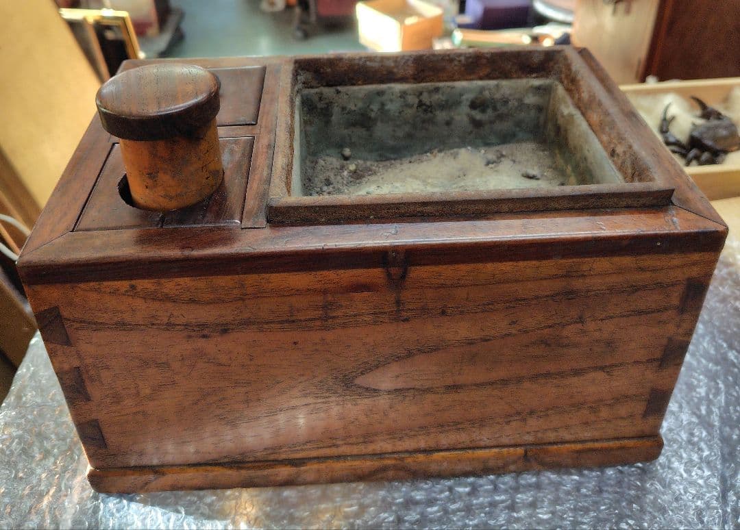 ケヤキ 長火鉢 上品 煎茶用 茶道具 黒檀 黒柿 コンパクト 古民具