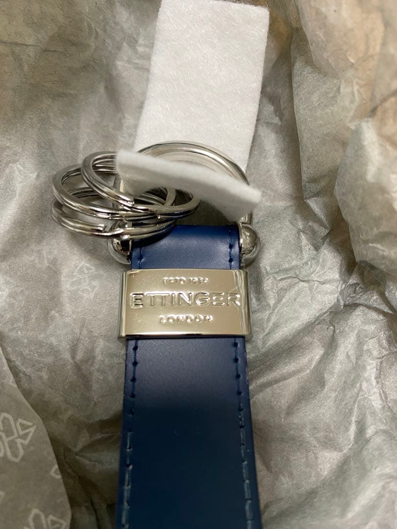 ETTINGER キーリング・キーホルダー 3連 紺色（NAVY）