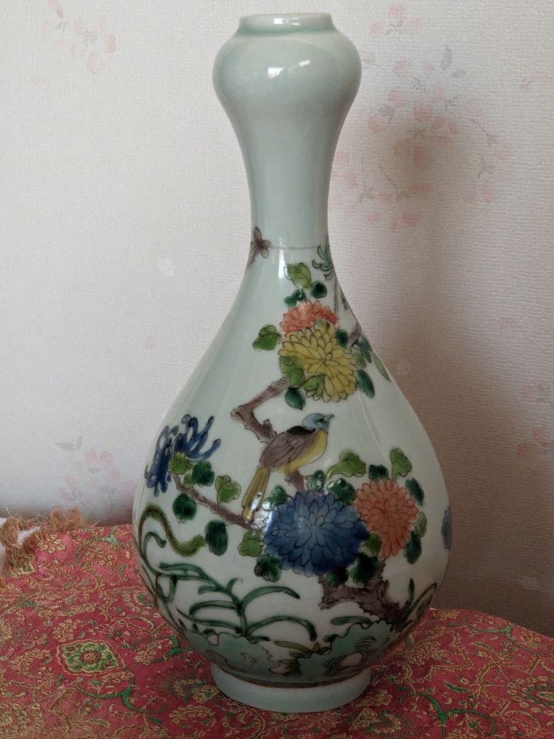 ♦中国陶磁 粉彩 花鳥図 瓶 花瓶 光緒年製 コレクション 骨董品アンティーク