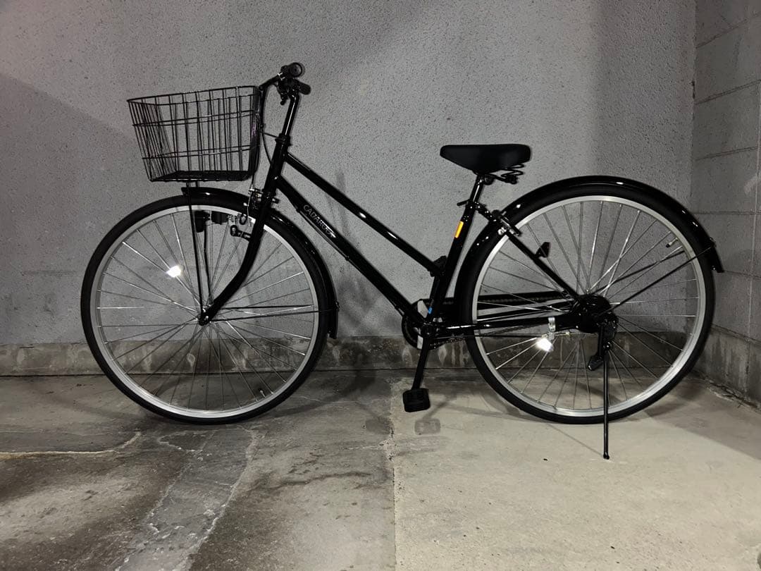 【ダースー】黒いシティサイクル 27インチ 前バスケット付き