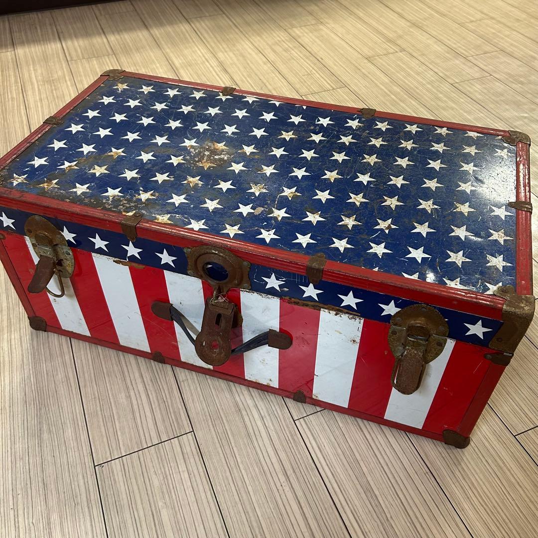 アメリカン　ヴィンテージ　家具　アメリカ国旗　星条旗　トランク　ボックス