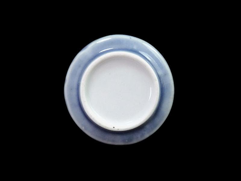 古伊万里　薄瑠璃色　若松の図　のぞき　猪口　C833 AS-CYe