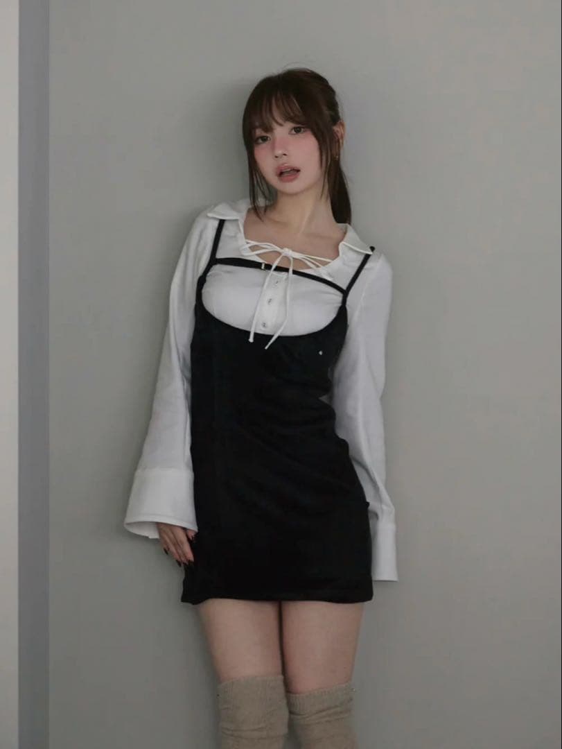 ワンピース AND MARY Betty velour mini dress