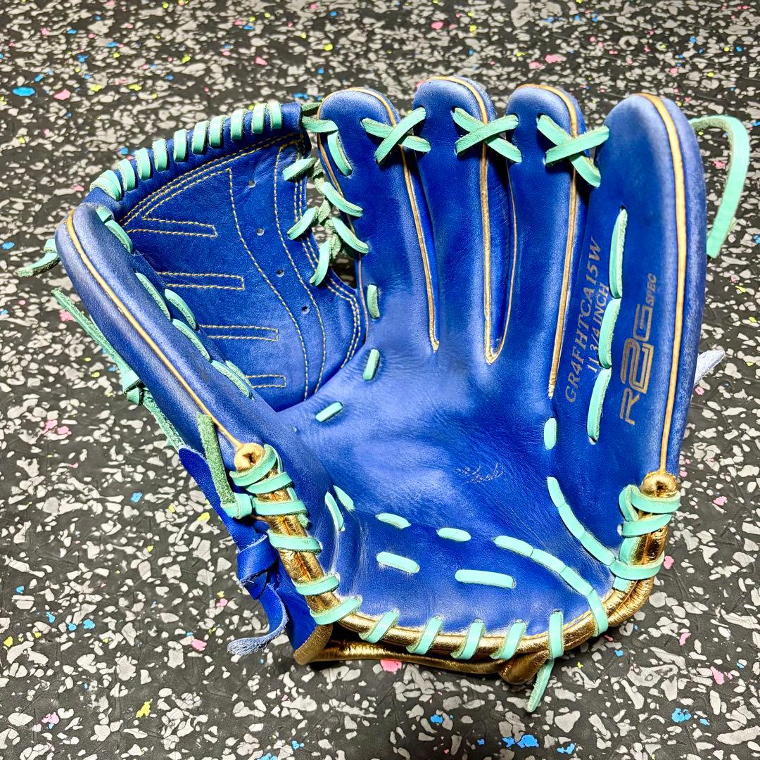 ローリングス ハイパーテック 軟式用 投手用 グローブ ブルー ゴールド 野球