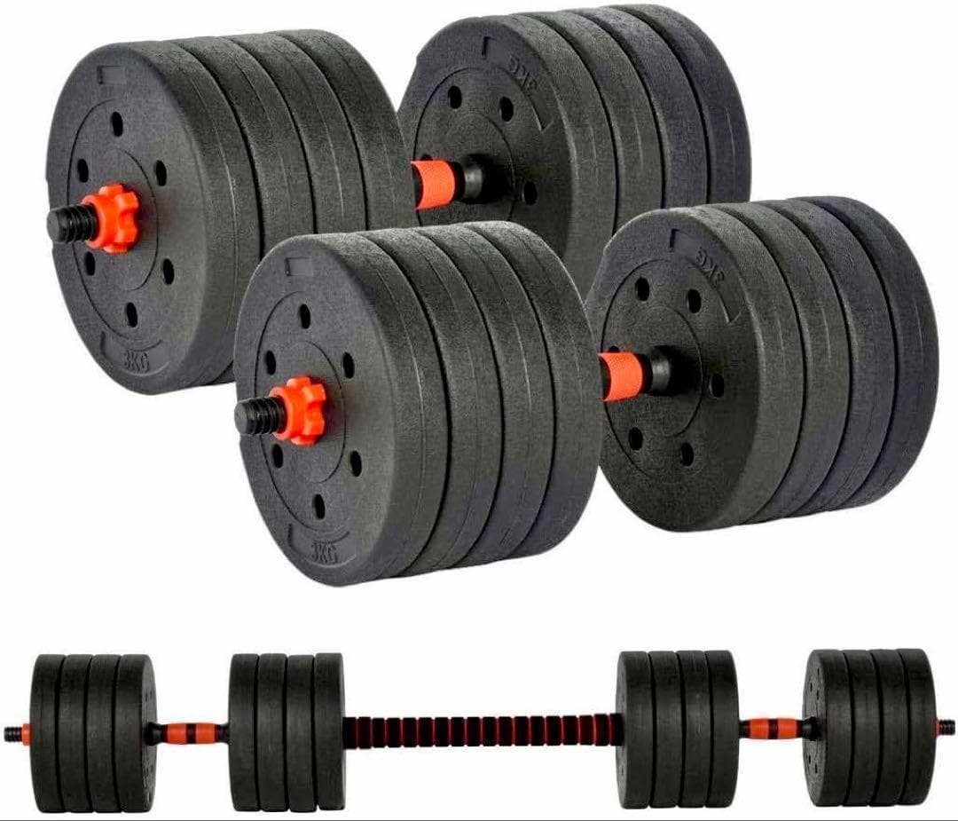計50kg／バーベルにもなるダンベル 可変式プレート｜25kg×2個セットa6