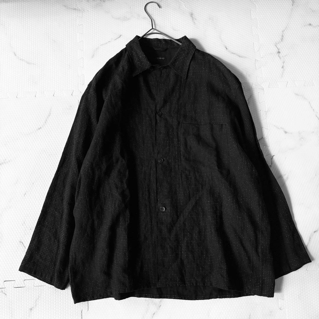 ✨23Ss✨コモリCOMOLI リネンドットシャツジャケット 2コモリ 長袖黒