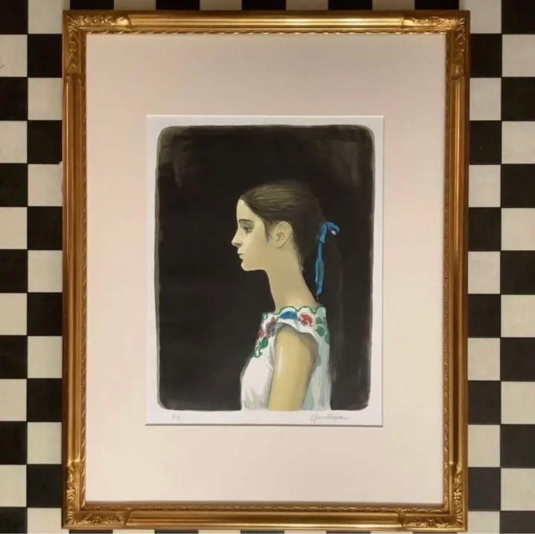 版画.小松崎 邦雄.リトグラフ.少女.絵画.額絵.美術品.インテリア.額縁