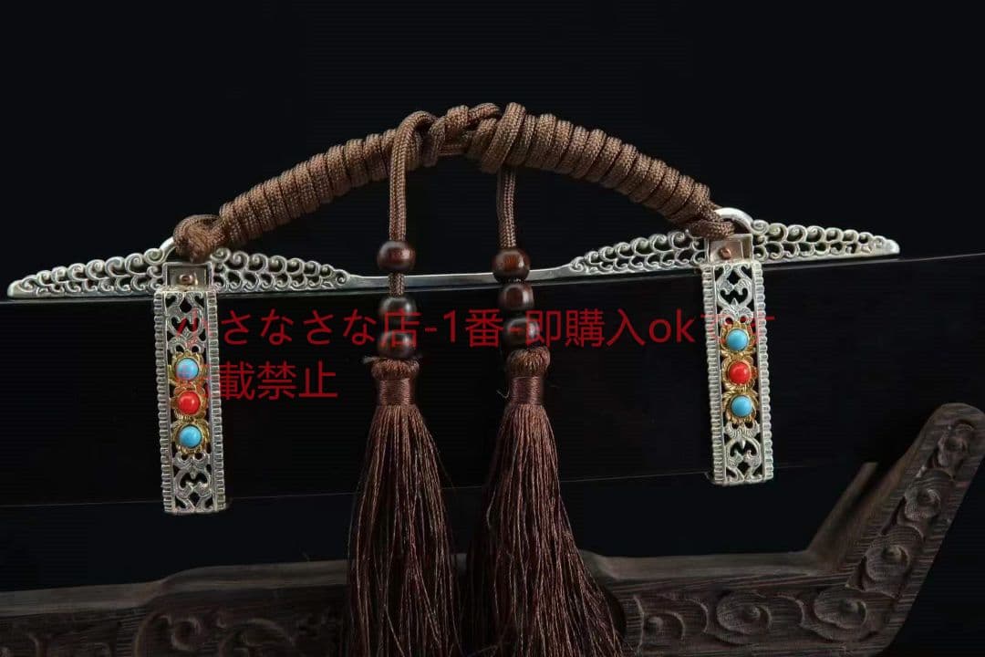 白地に2色の金銀大明御刀（黒檀タイプ）古兵器 武具　刀装具　日本刀　模造刀 居合