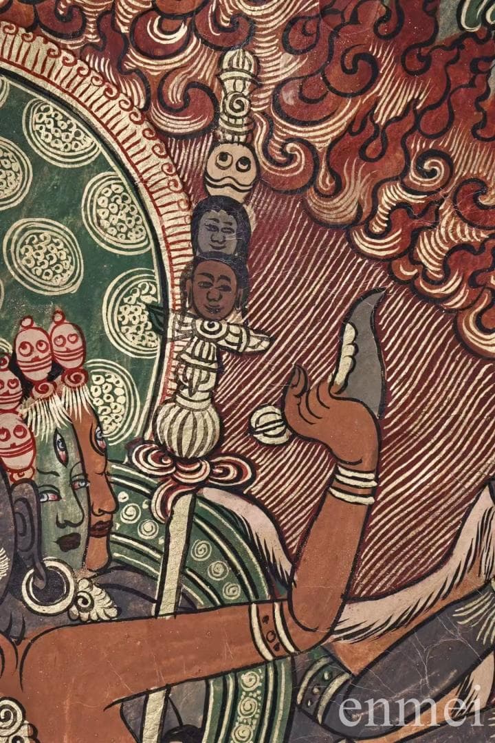 中国古美術・チベット・真皮唐卡・勝楽金剛仏像・純手描き・纯天然鉱物顔料・風水開運