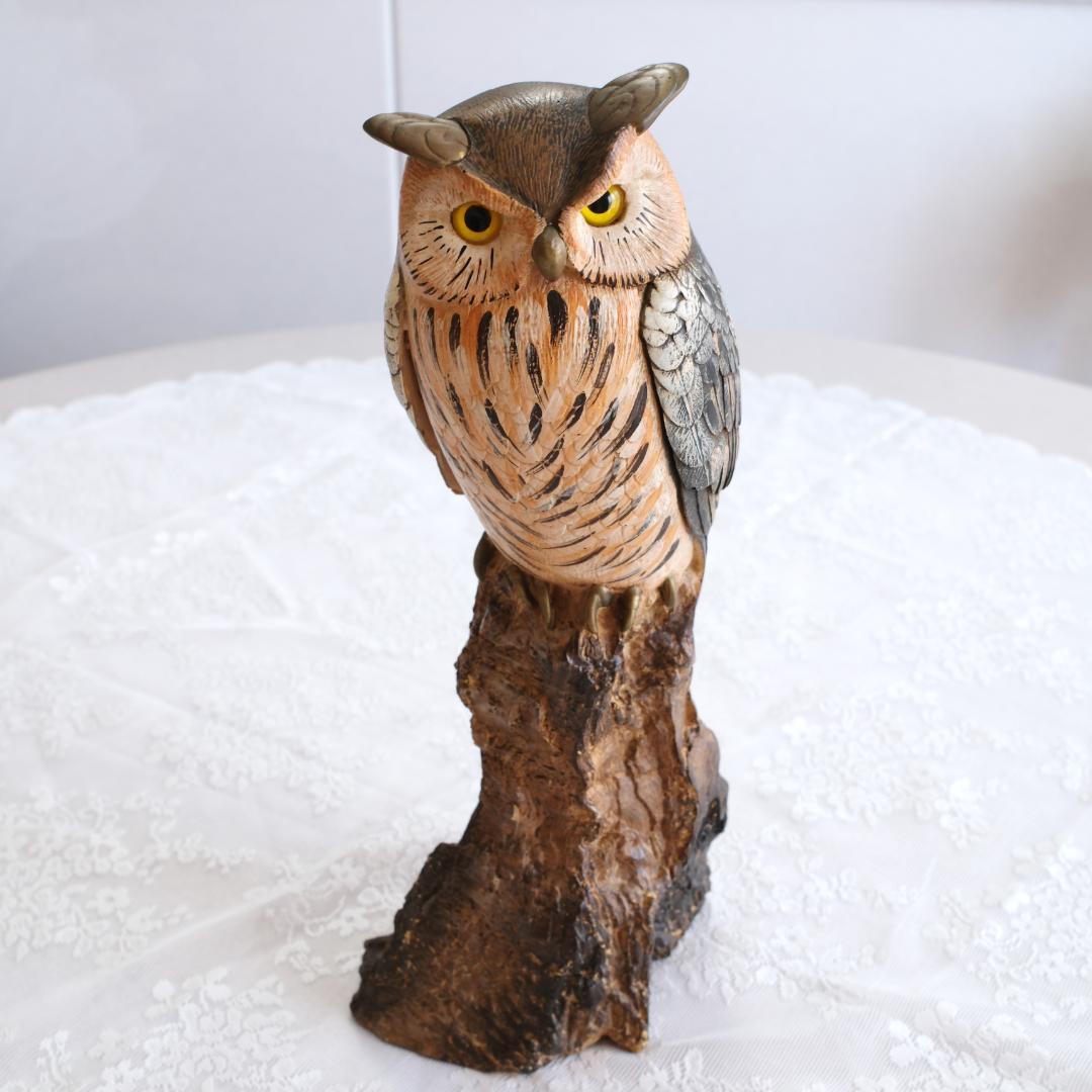 イタリア製フクロウの彫刻 約35cm