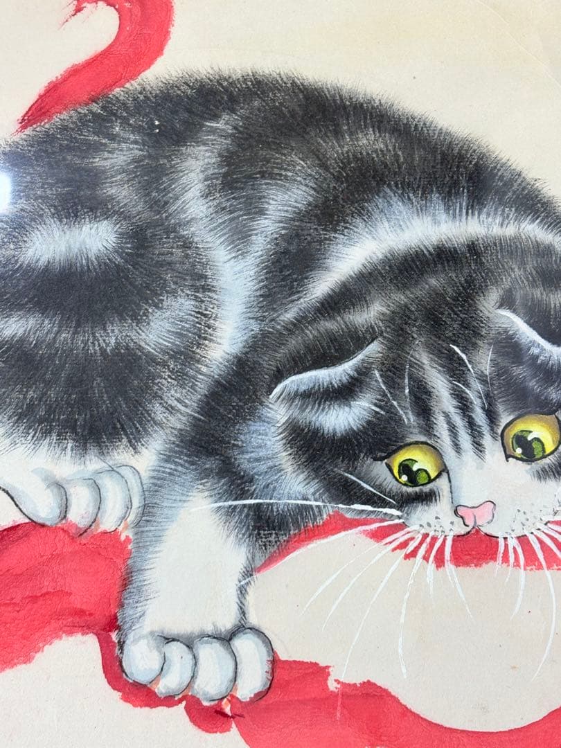 猫　挿絵　額　絵画　中国美術　額