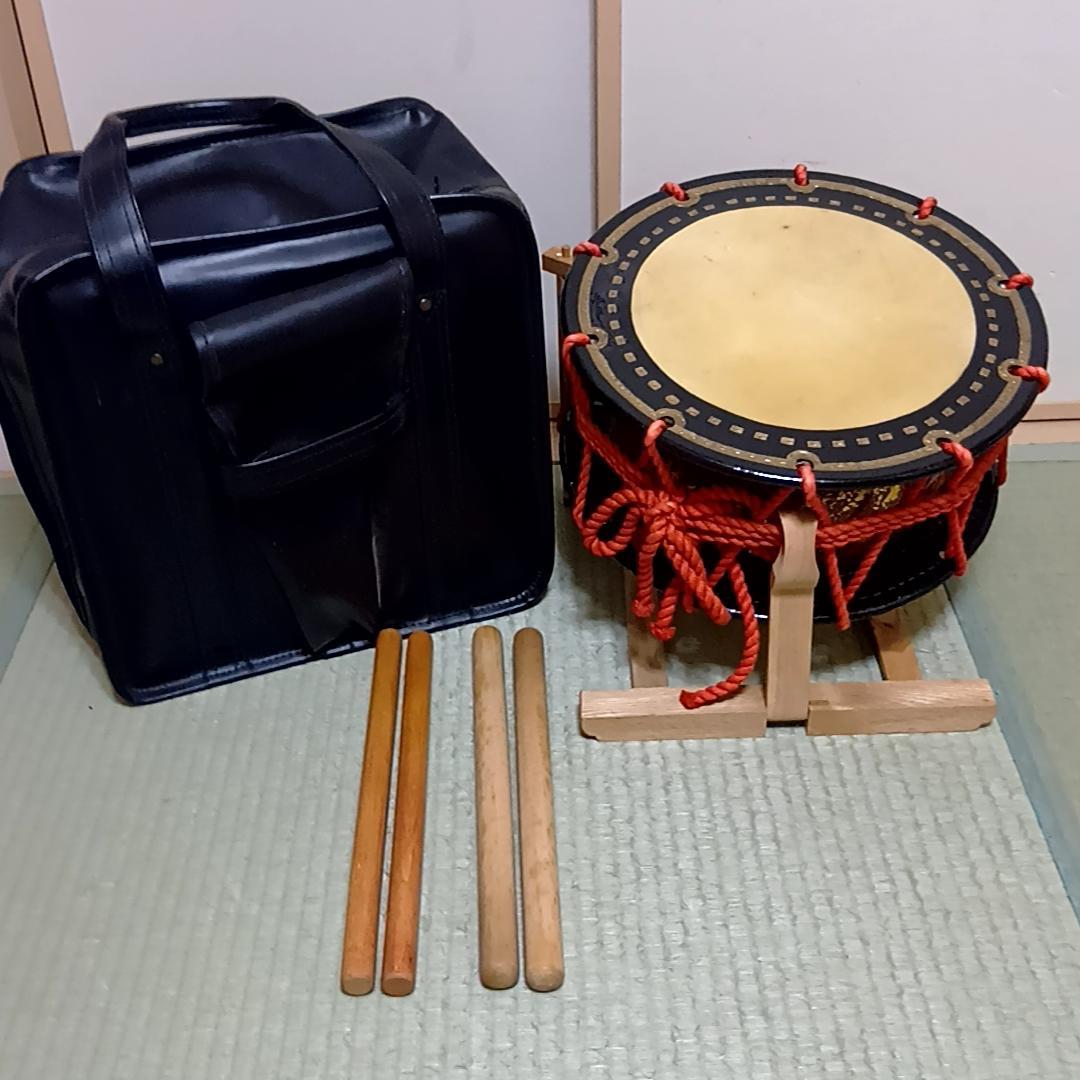 【月末特価】締太鼓　セット　和太鼓　和楽器　民謡　お祭り　舞台　台座・ケース付属