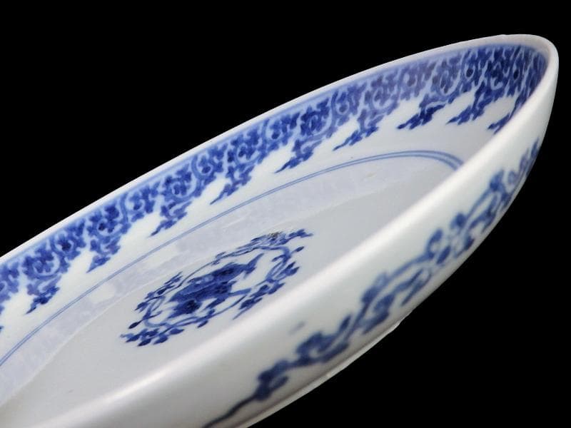 古伊万里　型紙摺　獅子唐草の図　６寸半皿　元禄期　A302AS-DBw